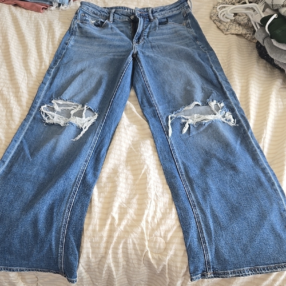 Distressed Blue Jeans